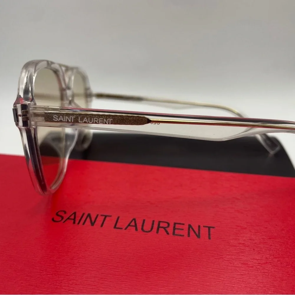 🆕Saint Laurent SL 545 Sunglasses in Transparent Cream & Light Gold - Picture 4 of 4